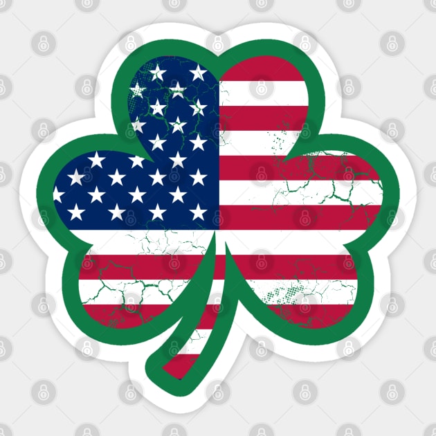 American Flag Shamrock Irish St Patrick's Day Sticker by E